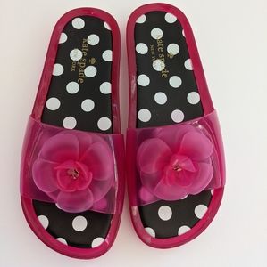 Kate Spade polka dot hot pink jelly slides, size 7